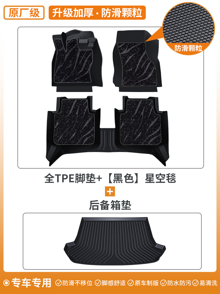 TPE Car: Shiyong Universal Foot Pad - upgraded-thickened-non-slip-particle-tpe-floor-mats-black-starry-sky-blanket-trunk-mat