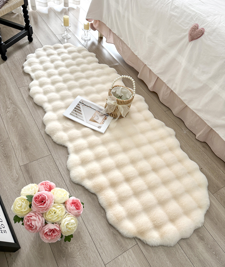 Imitation Rabbit Fur Bedroom Bedside Carpet Girl's Bedside Bubble Plush Floor Mat Bay Window Mat Living Room Coffee Table Sofa Cushion