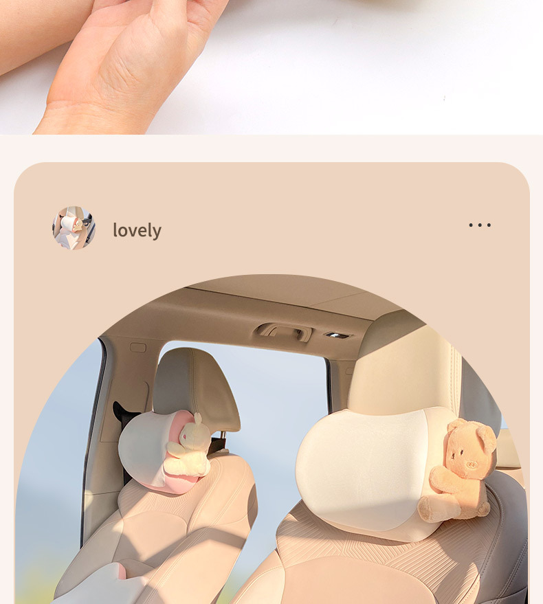 Car headrest neck pillow Four Seasons Universal driving pillow car pillow a pair of car waist support memory foam cute