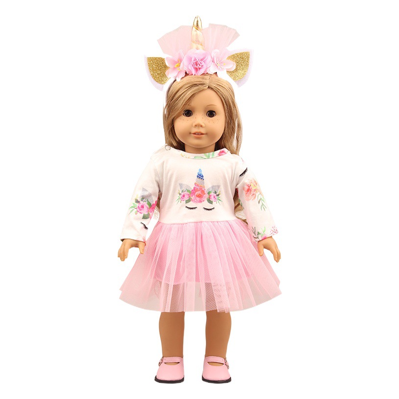 18 pulgadas American Girl Doll Casa de juegos Venta caliente Falda de gasa de unicornio 43cm Ropa de muñeca de renacimiento Falda de gasa de color