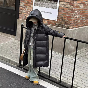 Children's down Jacket, Black and Gold, Mid-Length, Thickened with Gold Lining, Hooded Coat for Kids, Thickened and Warm