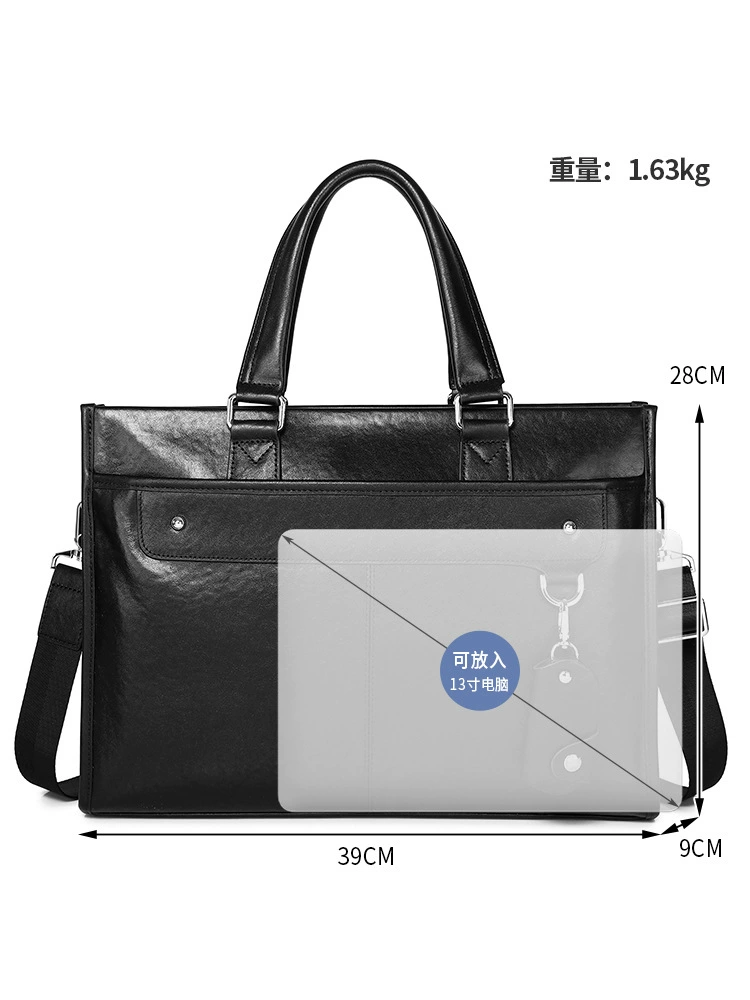 Leather laptop, men's waterproof bag, business version, cowhide, 7, 7inch, genuine leather