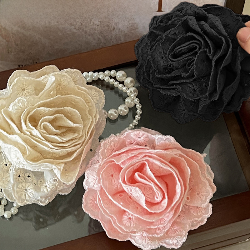 Korean style online celebrity caro rose clip female 2024 new flower shark clip high-grade headdress Flower hairpin headdress_voghion.com