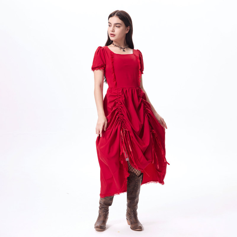 Cross-Border Amazon European and American Plus-Size Foreign Trade Hot-Selling Women's Steampunk Gothic High-Low Network Retro Performance Dress Cross-Border Amazon European and American Plus-Size Foreign Trade Hot-Selling Women's Steampunk Gothic High-Low Network Retro Performance Dress
