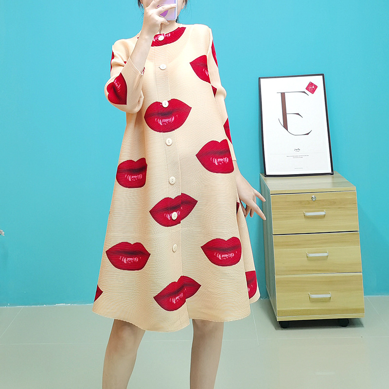 プリーツF015【在庫あり】三宅風トレンチコート レッドリップス ワンタッチラブコート 2025春 シングルブレストカーディガン