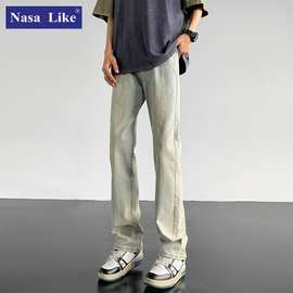 NASA联名美式男款牛仔显高百搭男女同款男士牛仔裤休闲宽松百搭潮