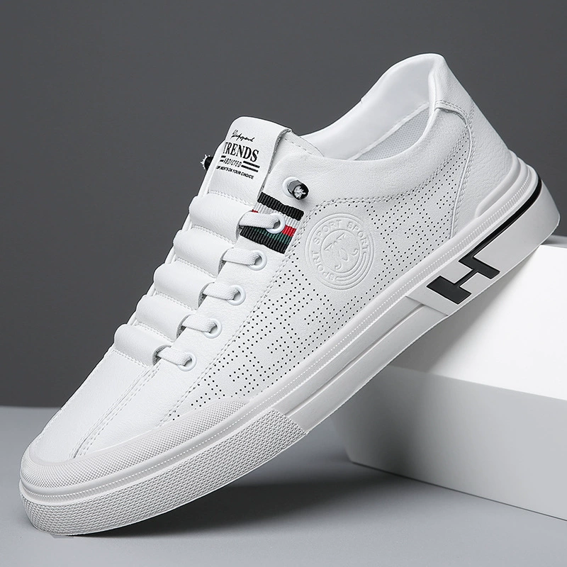 Дышащая Спортивная повседневная обувь, обувь для досок, ретро Мужская обувь Baita, молодежная модная обувь, нескользящая кожаная обувь, маленькие туфли в белый горох