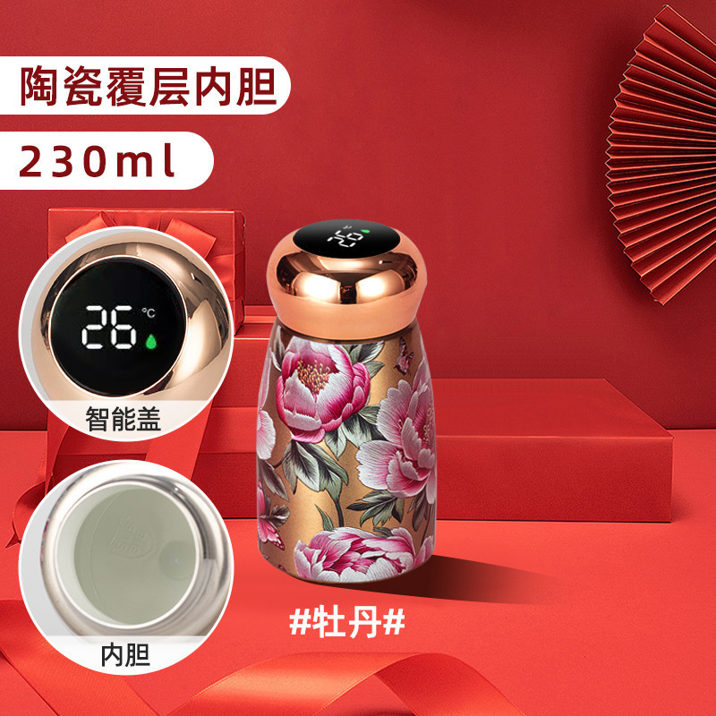 迷你蘑菇杯智能显温口袋杯女生高颜值国风水杯便携小巧随手保温杯|undefined
