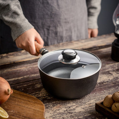 Non-stick cast iron baby food iron supplement soup pot for infants and toddlers, small pot for heating milk, cooking noodles, stewing, and frying