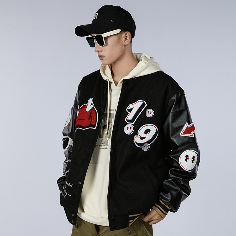 Autumn and Winter Trendy Brand Baseball Suit Couple's Coat Niche Retro New Flying Suit Jacket Men's and Women's Pest Embroidered Men's Autumn and Winter Trendy Brand Baseball Suit Couple's Coat Niche Retro New Flying Suit Jacket Men's and Women's Pest Embroidered Men's