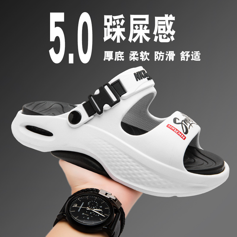 Zapatillas de hombre 2025 uso exterior de verano sandalias antideslizantes de doble uso conducción deportiva pisando mierda sandalias de playa de gran tamaño