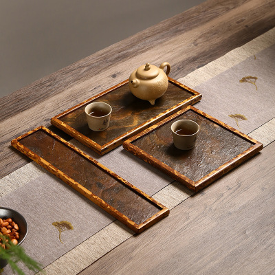 梅鹿竹紫岩茶盘茶道干泡盘禅意壶承功夫茶具零配件茶杯垫茶托盘