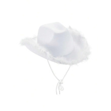 O 65610 White fringed cowboy hat ��ɫë������ţ��ñ�羳