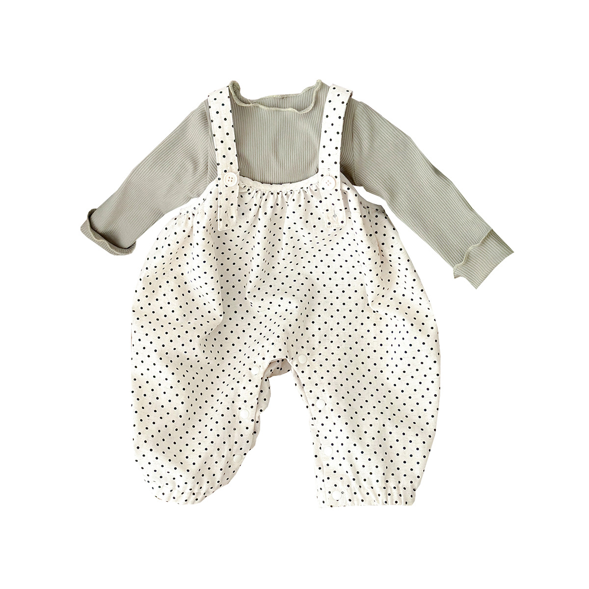 Ropa para niños coreanos 2025 ropa de una pieza de primavera 0-2 años bebé de estilo occidental lindo traje de correa tipo A