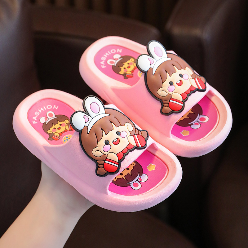 Zapatillas para Niñas para niños verano TikTok mismo estilo súper caliente baño interior y exterior antideslizante desgaste exterior zapatillas planas de aspecto alto