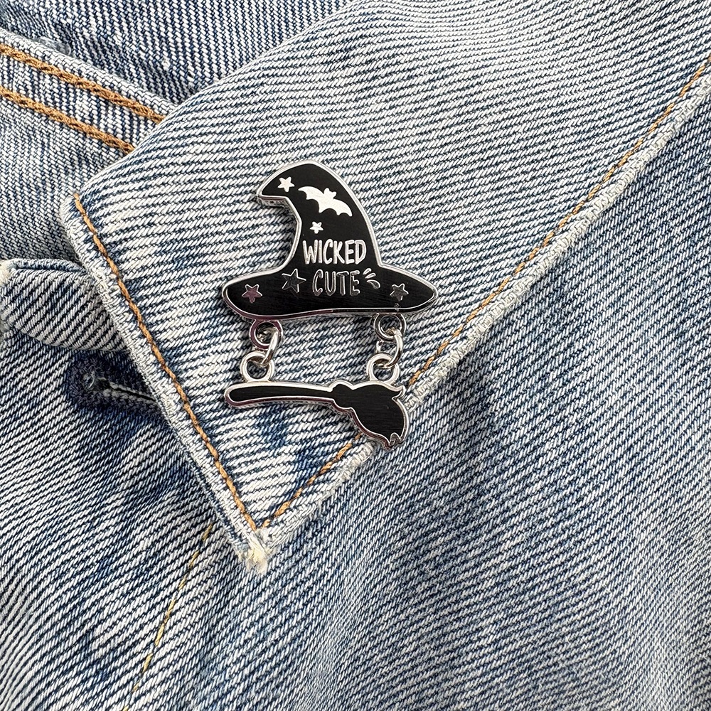Cartoon-Style Enamel Pin with Pendant, Inspired Gift Lapel Pin Badge Accessory Series Decoration