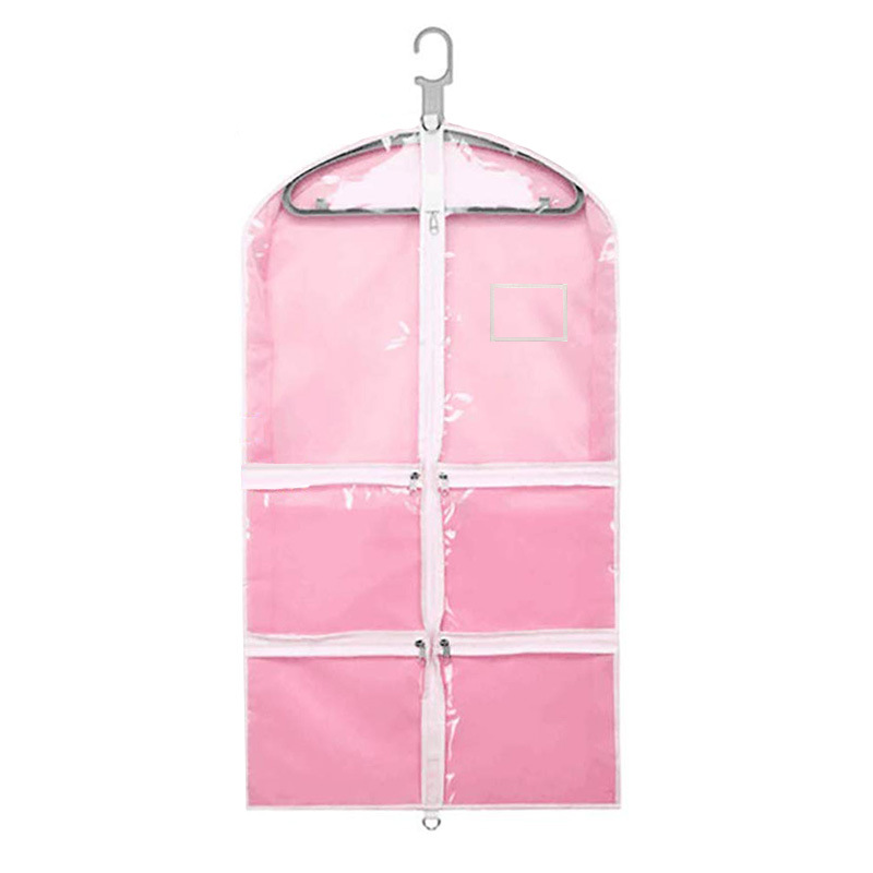 37 pulgadas con 4 bolsillos con cremallera ropa transparente para niños bolsa de polvo ropa de PVC cubierta de polvo ropa de poliéster bolsa colgante