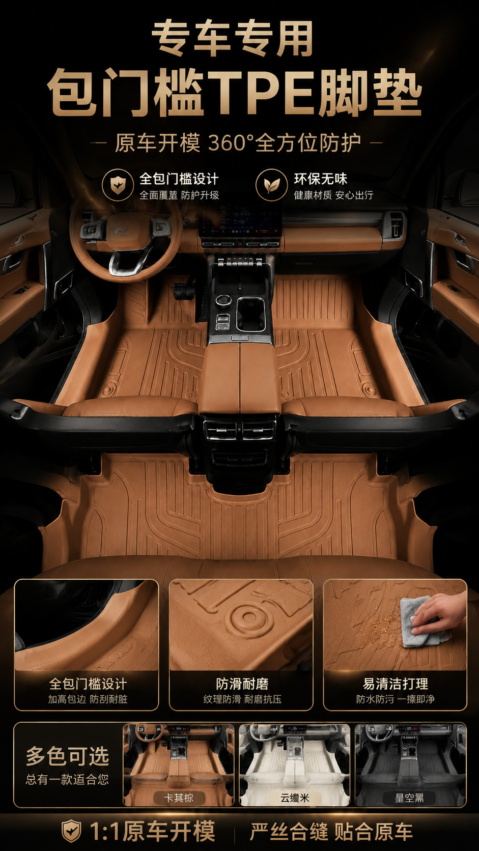 Tpe Floor Mats for the Ledao L80 Model, Waterproof and Dustproof Car Interior Accessories, Environmentally Friendly Tpe Floor Mats