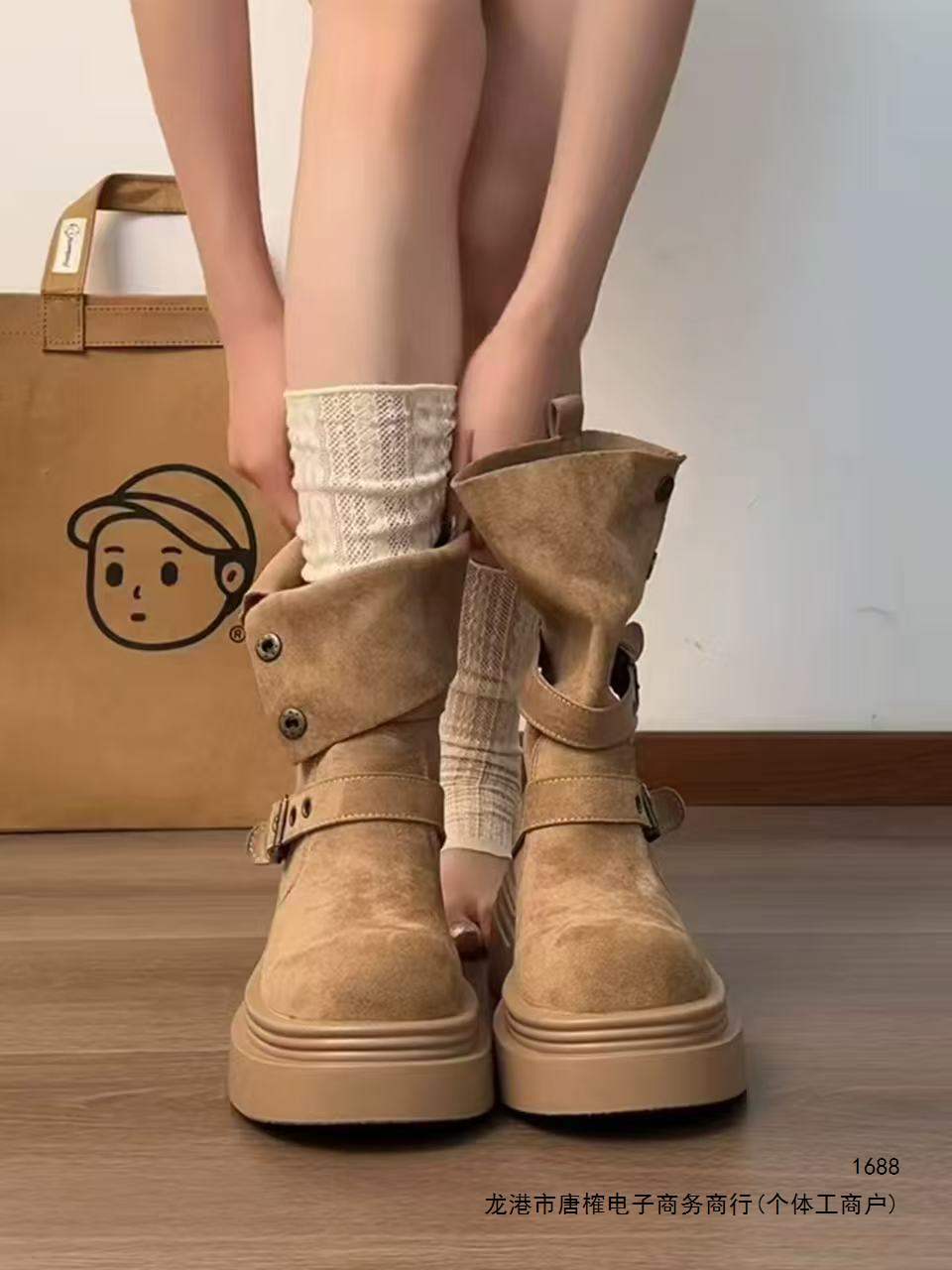 Maillard Martin boots for women, 2026 new style, thick-soled, height-increasing, two-way wear, long boots, brown, riding boots, women's boots