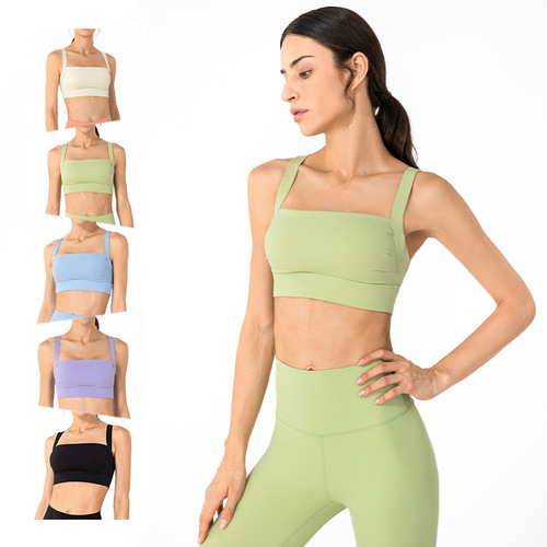 European and American new style corrective sports bra for women, shock-proof running yoga vest, one-piece beautiful back naked feeling fitness bra