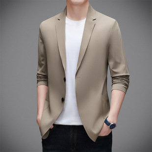 Middle-aged New Men's Outdoor Suit 2025 Spring and Autumn All-match Jacket Business Elastic Suit Collar Single Row Two Buckle
