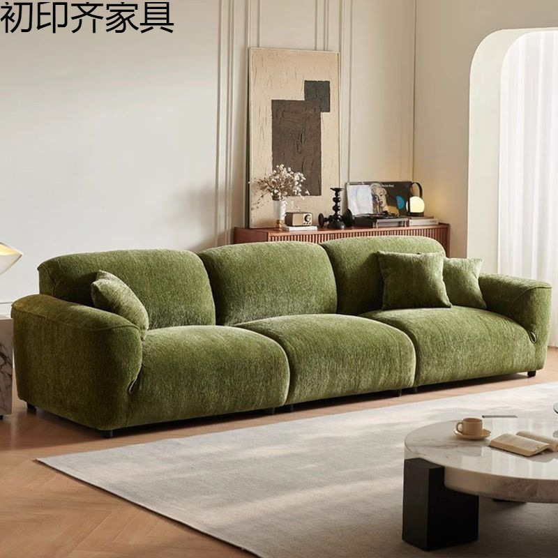 Grand Small Apartment French-Style Living Room Sofa, Straight Italian down Chenille Simple Modern Fabric Sofa