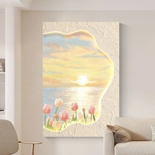 北欧张小画奶油日出海景装饰画客厅沙发背景墙壁画卧室床头挂画
