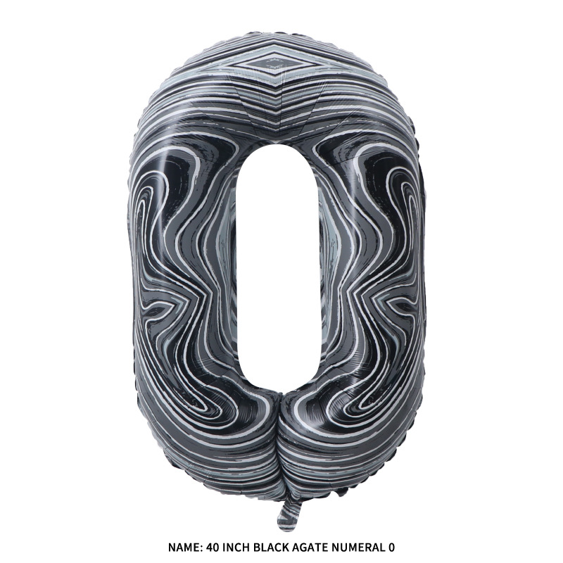 40寸黑色玛瑙数字0英文
