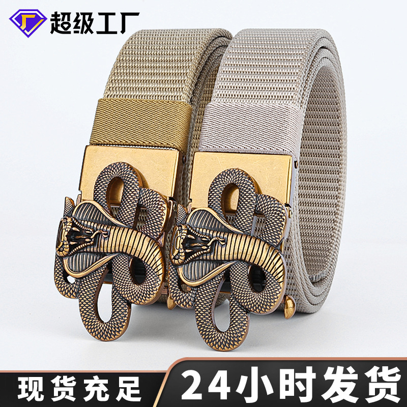 Gugeti hombres hebilla automática cinturón táctico de entrenamiento militar al aire libre casual jeans 12 Zodiaco serpiente hebilla overoles cinturón