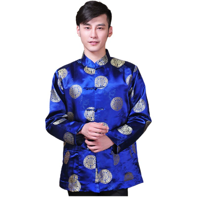 Осенне-зимний мужской Атласный Костюм Тан с длинным рукавом, красная куртка в китайском стиле, куртка среднего возраста в наличии, праздничное банкетное платье