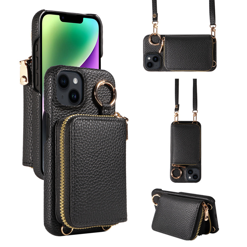 Suitable for iPhone 17Pro Mobile Phone Protective Case 16 Pro Comes with Coin Purse 15 Anti-Fall Mobile Phone Leather Case