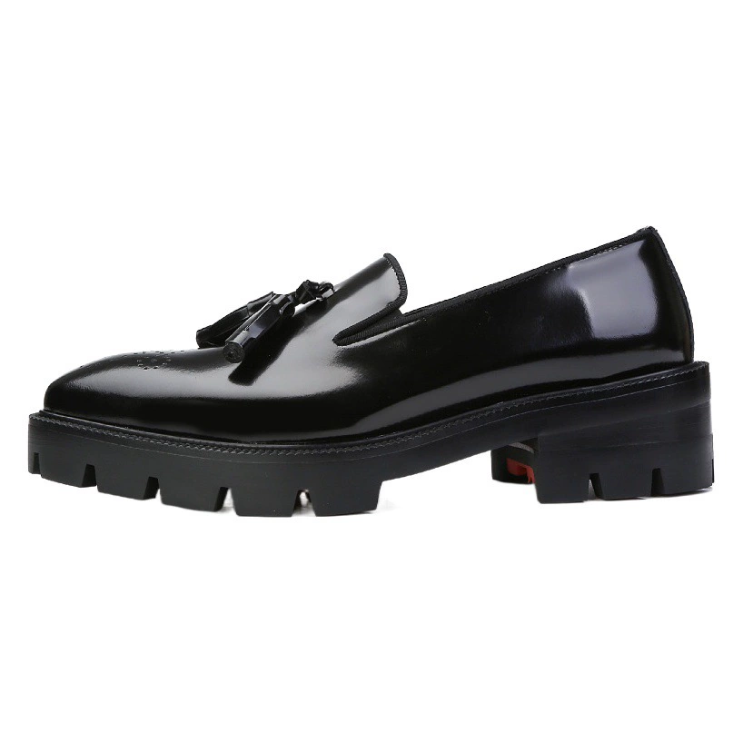 Мокасины на платформе, мужские туфли из натуральной британской кожи на платформе, мужские туфли без шнуровки на высоком каблуке, мужские кожаные туфли с кисточками, увеличивающие рост, мужская обувь