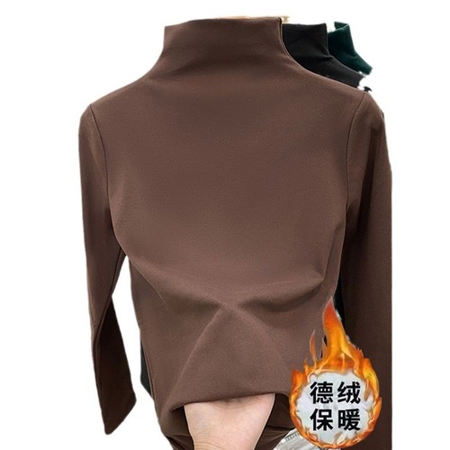 Men and Women Children Half High Collar Base Shirt Winter Fleece Lined Thickened Medium and Large Children's Wear Boys Half High Collar Long Sleeve Fashion