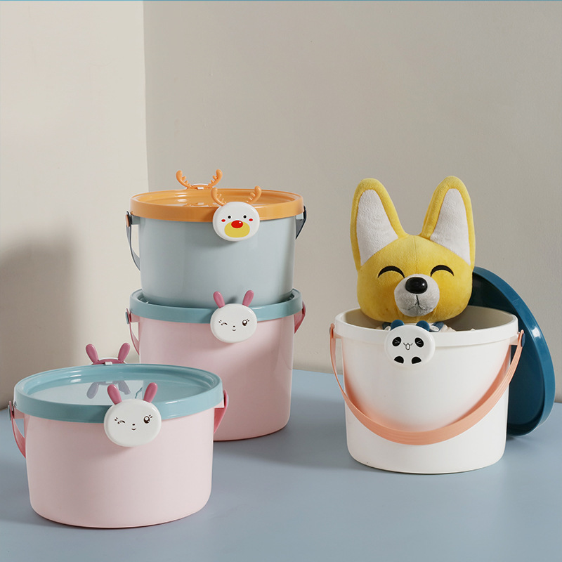 Portable Handheld Storage Bucket Creative Mini PP Storage Bucket with Multiple Sizes Cute Snap Circle Storage Dustproof Bucket