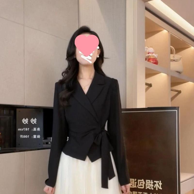 2025新款气质夏季西装感上衣超仙的半身网纱裙两件套套装女氨纶|undefined
