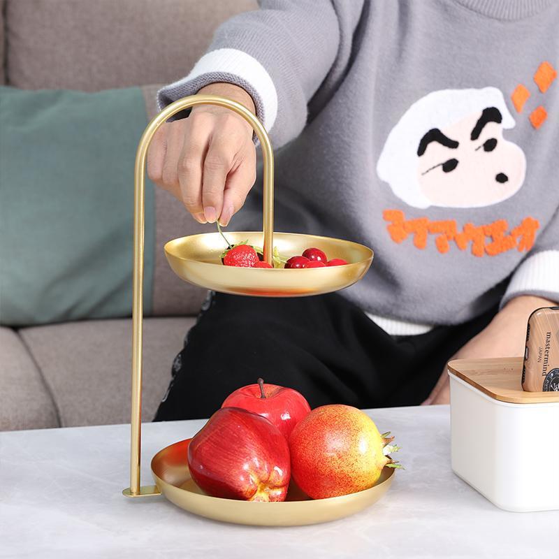 クリエイティブ二重皿キャンディー箱果物皿軽贅沢菓子シンプルなフロント家庭用リビングルームのお菓子トレイ|undefined