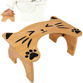 木质马桶凳家用儿童洗漱垫脚凳卡通带猫咪矮凳卫生间马桶凳脚踏板