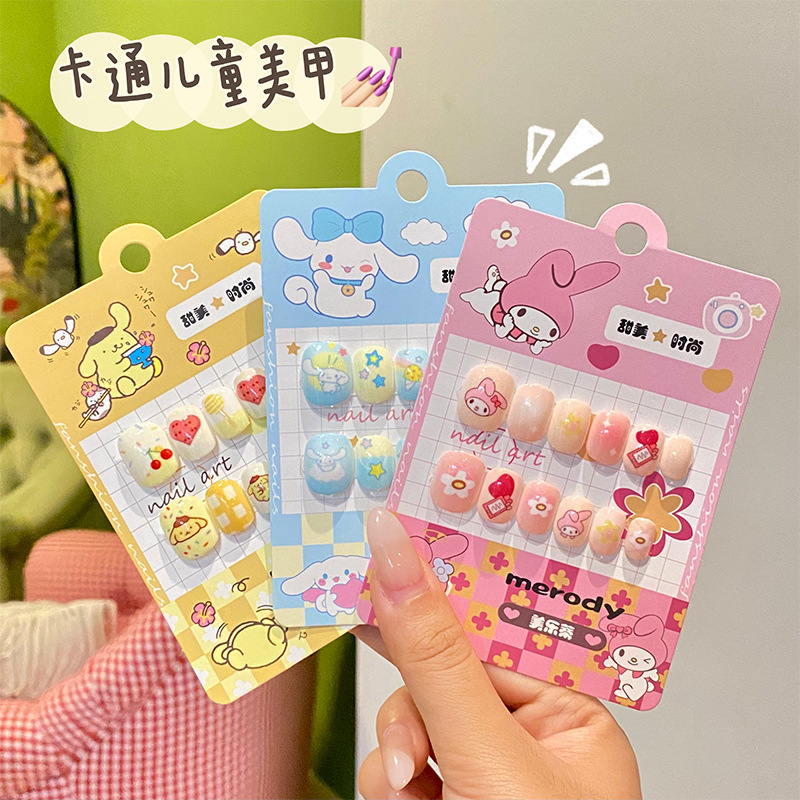 Cute Cartoon Kulomi Fake Nail Sticker Cute Funny Explosive Nail Sticker Removable Girl Nail Pieces Wear Nail