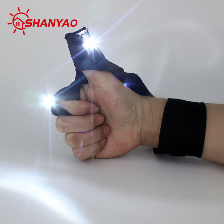 Guantes de medio dedo de pesca luminosos LED, iluminación de reparación de automóviles, luces de dedos, luces de deportes al aire libre, guantes de pesca nocturna