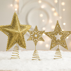 クリスマスツリートップスター アイアンアートオーナメント 五芒星 スタースパンコール 雰囲気 クリスマスアレンジメント 装飾用品