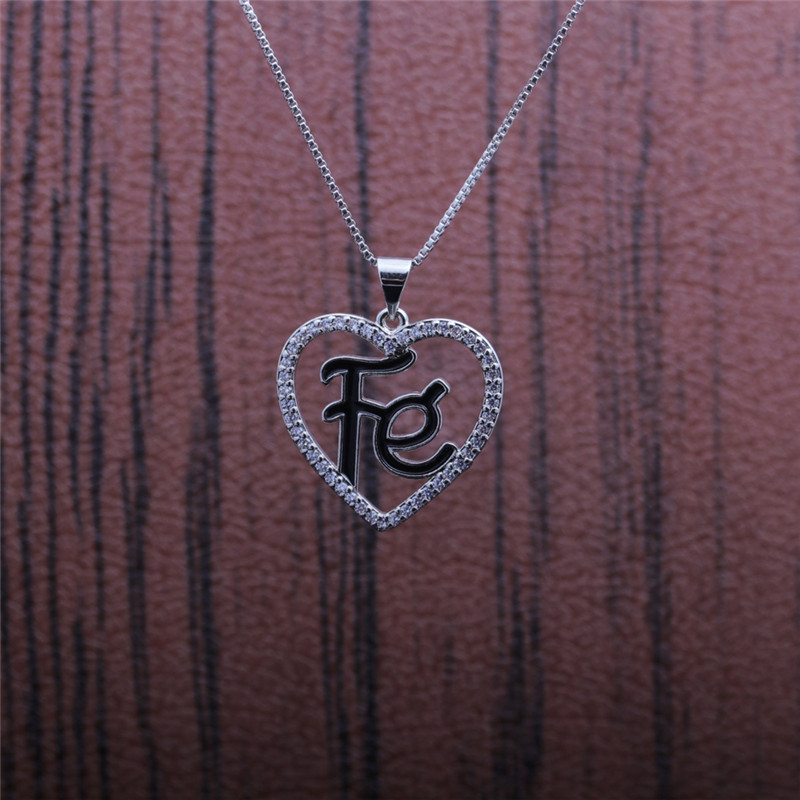 Inlaid Zirconium Heart-shaped Letter Necklace display picture 6