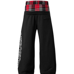 European and American Cross-Border American Retro Sports Casual Pants Loose Men's and Women's Double Waist Fake Two-Piece Sweatpants