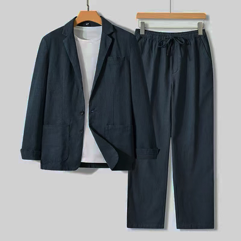 Linen Casual Suit for Men 2026 Spring Thin Large Size Solid Color Business Workwear Cotton and Linen Single Suit Jacket for Men Linen Casual Suit for Men 2026 Spring Thin Large Size Solid Color Business Workwear Cotton and Linen Single Suit Jacket for Men