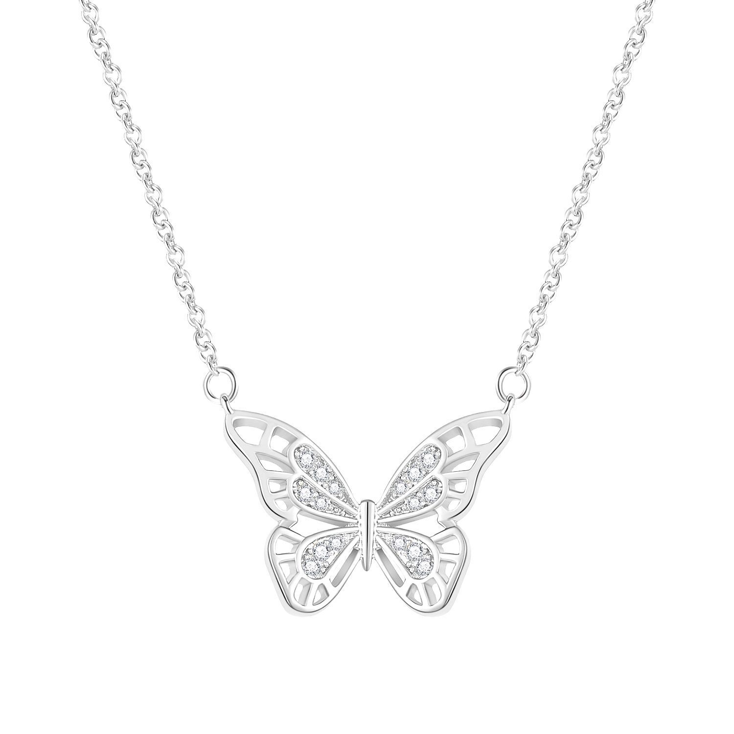 Copper Simple Style Butterfly Diamond Pendant Necklace display picture 6