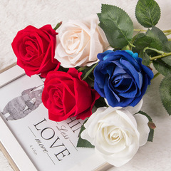 億科仿真花玫瑰花批發單支花束絨布玫瑰假花插花婚慶裝飾攝影擺件
