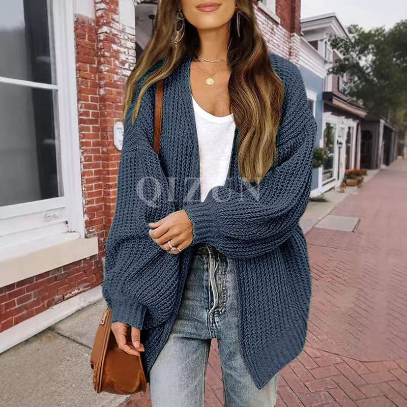 Autumn and winter 2023 Amazon temu women's long sleeve lantern sleeve cardigan with pocket oversized thick needle knitted sweater for women Autumn and winter 2023 Amazon temu women's long sleeve lantern sleeve cardigan with pocket oversized thick needle knitted sweater for women