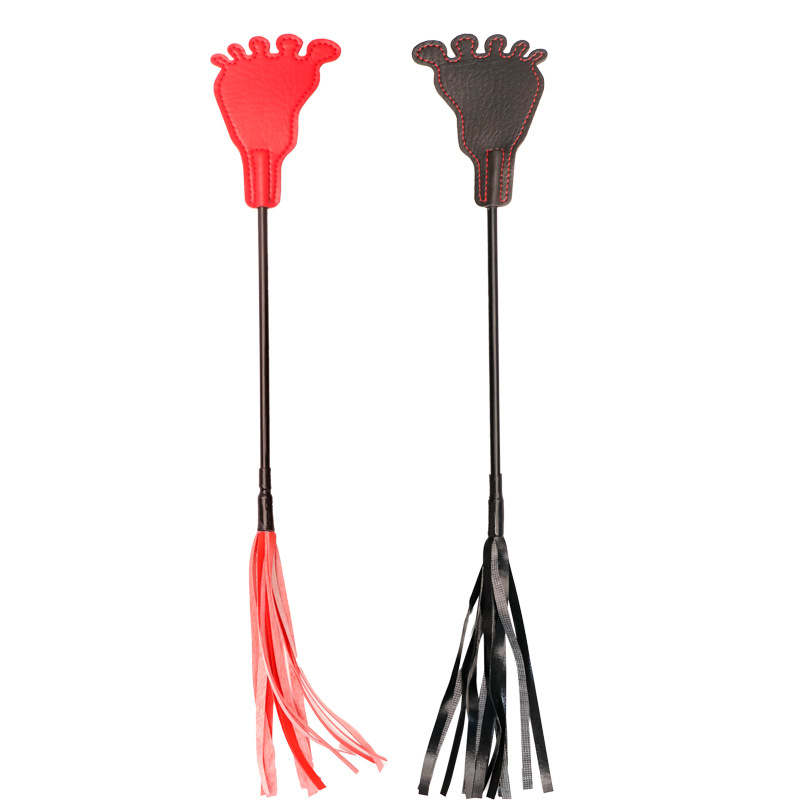 Leather Tassel Hand-Held Whip, Black Leather Paddle for Adult Sensory Play — detail image 7