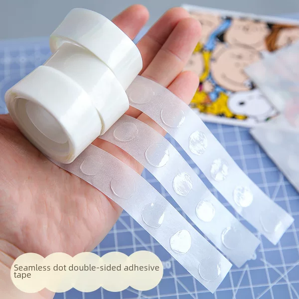 Round Dot Glue for Students and Children's Crafts, High-Viscosity, Traceless Dot Double-Sided Tape, Transparent Decorative Fixing Stickers