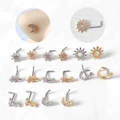 Cross-border Accessory Stars Moon Flowers Copper Nose Ring Nose Jewelry Nose Stud for Women Fresh and Sweet Ins Style High-End Accessory