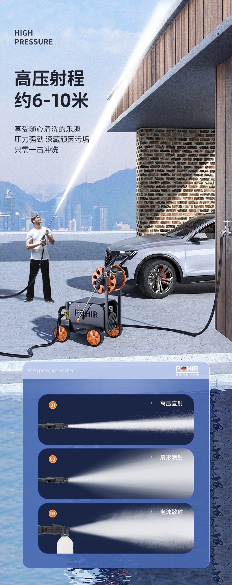 26 New Model Car Washing Machine 220V High-Pressure Household High-Power Industrial Water Gun Commercial Super Strong Pressure Booster for Cleaning Floors